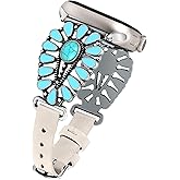 JR.DM Leather Band Compatible with Apple Watch Women 38/40/41/42/44/45/46/49mm Western Designer Boho Turquoise Retro Tribal Classic Straps for iWatch Series 10 9 8 7 6 5 4 3 2 1 SE Ultra
