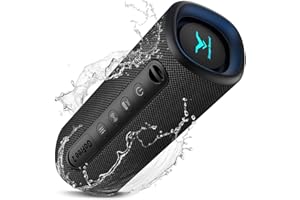 Portable Wireless Bluetooth Speaker, IP67 Waterproof Outdoor Speaker, Loud Bass, BT 6.0, 12H Playtime, RGB Colorful Lights, T