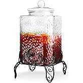 Style Setter Homestead Beverage Dispenser Cold Drink Dispenser w/ 2.5-Gallon Capacity Glass Jug, Metal Rack & Leak Proof Acrylic Spigot Great for Parties, Weddings & More