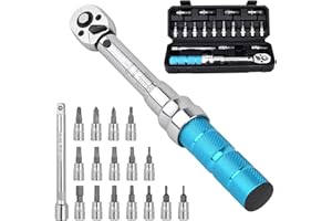 COTOUXKER Bike Torque Wrench Set, 1/4 Inch Drive Torque Wrench 2 to 14 Nm Bicycle Tool Kit for MTB Mountain Road Bikes with Allen Key, Torx Sockets, Extension Bar
