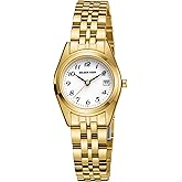 GOLDEN HOUR Women's Bracelet Analog Gold Watch with Gold-Tone Stainless Steel Band, Easy Reader White Dial