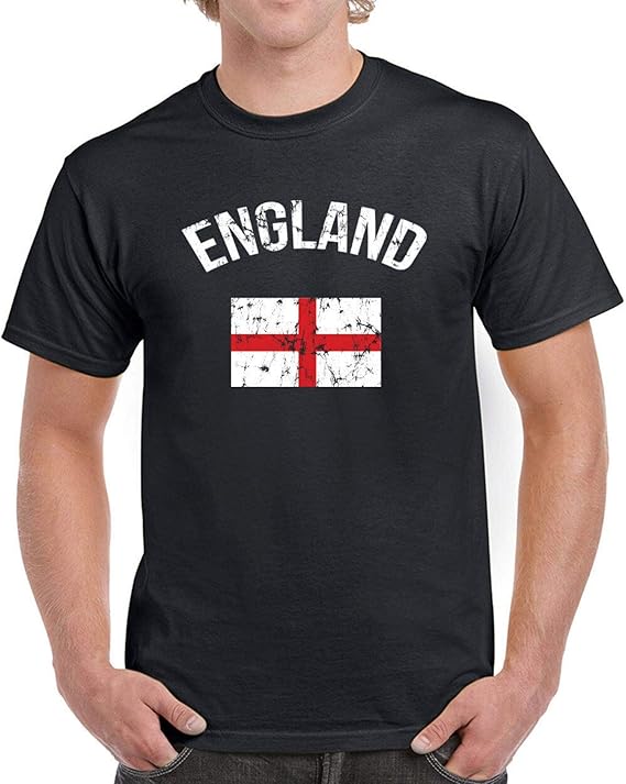 England Mens TShirt Flag British Futbol United Kingdom Rugby Sports Fan New,Black,3XL Amazon