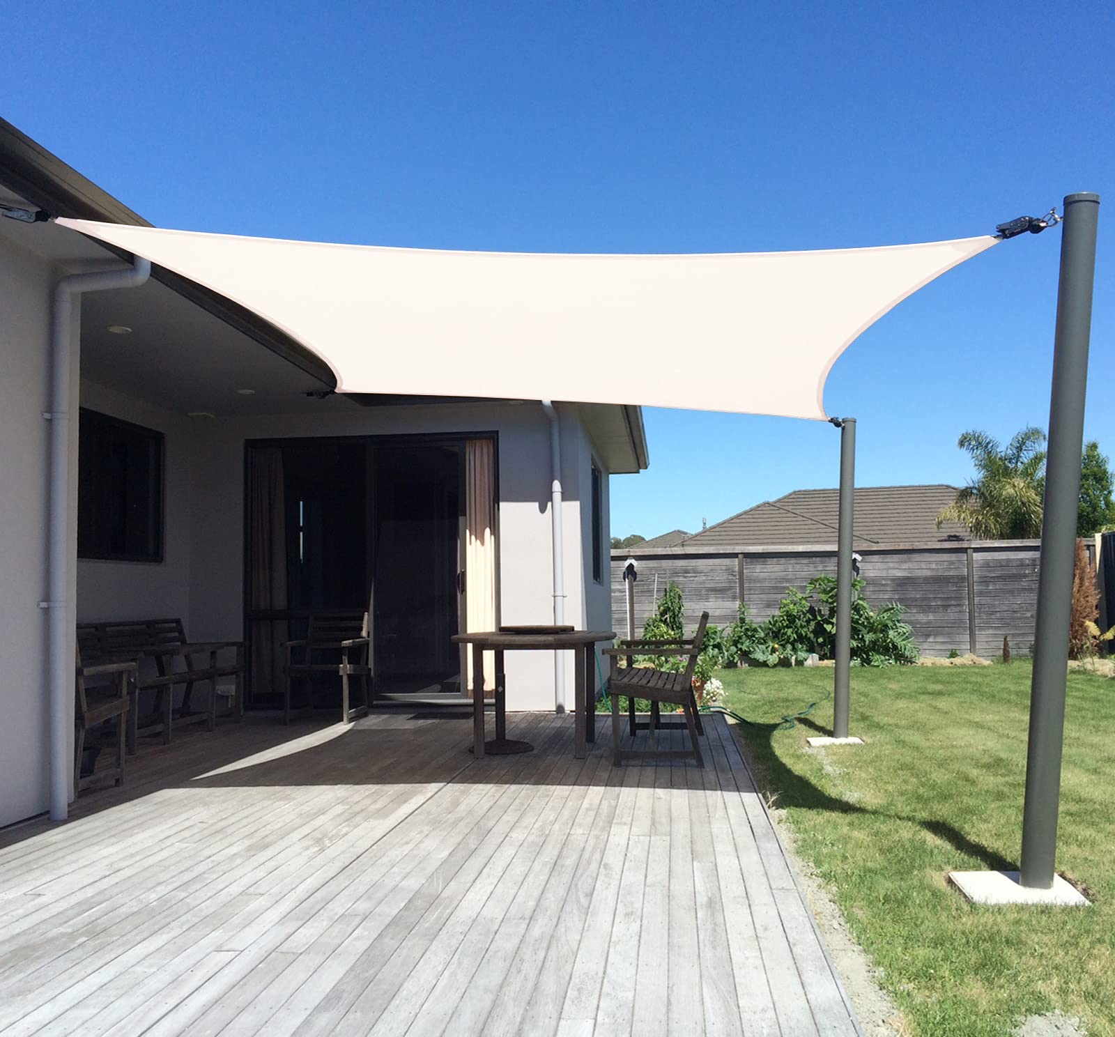 AXT SHADE Sun Shade Sail 2x3m Rectangle UV Block Canopy Awning for Patio Outdoor Garden Backyard -Cream