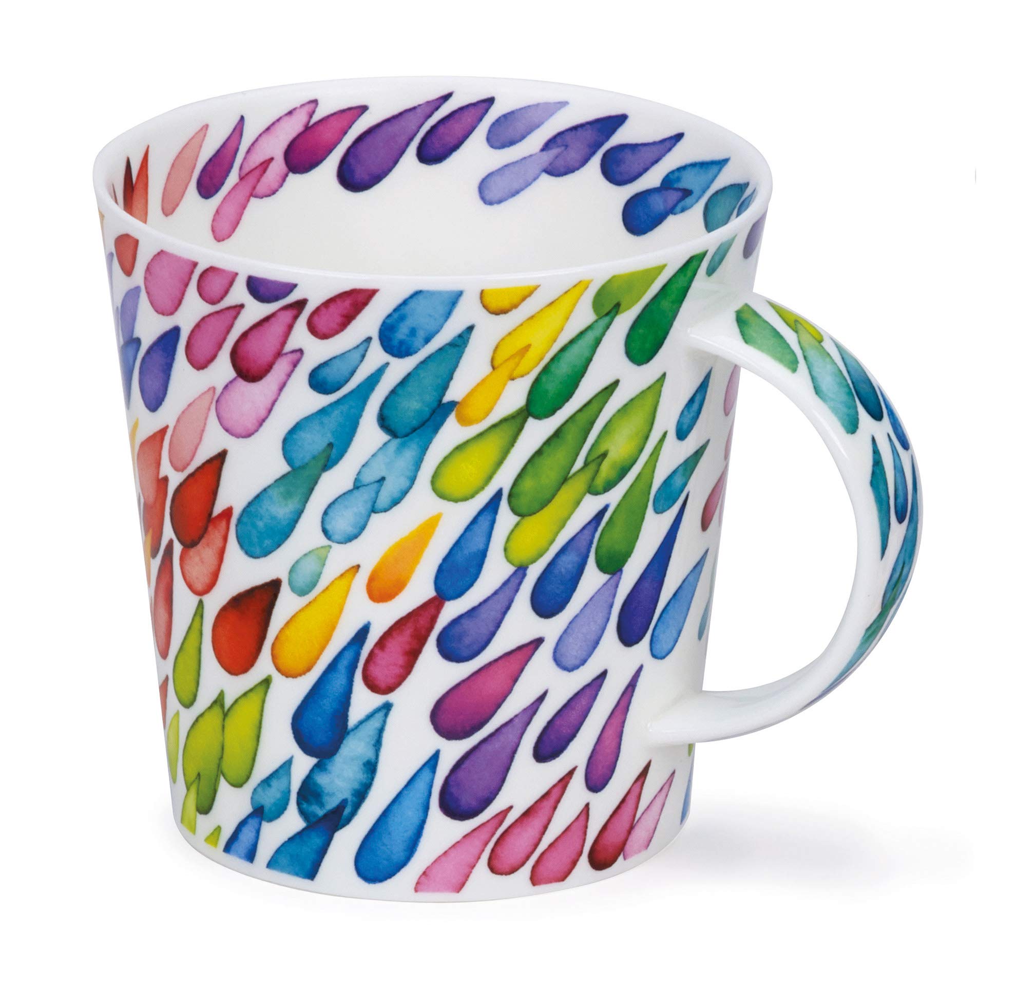 Dunoon Fine Bone China Mug Made in England Cairngorm Shape Monsoon Raindrops Pattern 480ml Dishwasher Safe (Diagonal)
