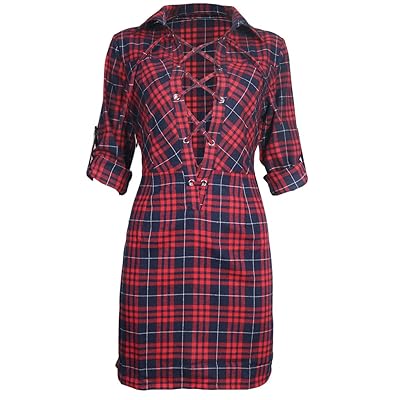 chinese dress ladies The Brady Plaid Shirt Dress