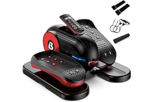 POOBOO Under Desk Elliptical Machine, Ellipse Leg Exerciser for Seniors Electric Seated Pedal Exerciser Fully Assembled, Forward & Reverse Direction with Remote Control & 12 Level Speeds