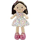Linzy Toys 16 Inch Colorful Polka Dot Adalyn Soft Plush Rag Doll for Girls – Stuffed Sleeping Cuddle Buddy for Toddlers, Infants, Babies – Cute Hug Doll, Muneca de Trapo para Niña, Toy Gift for Kids
