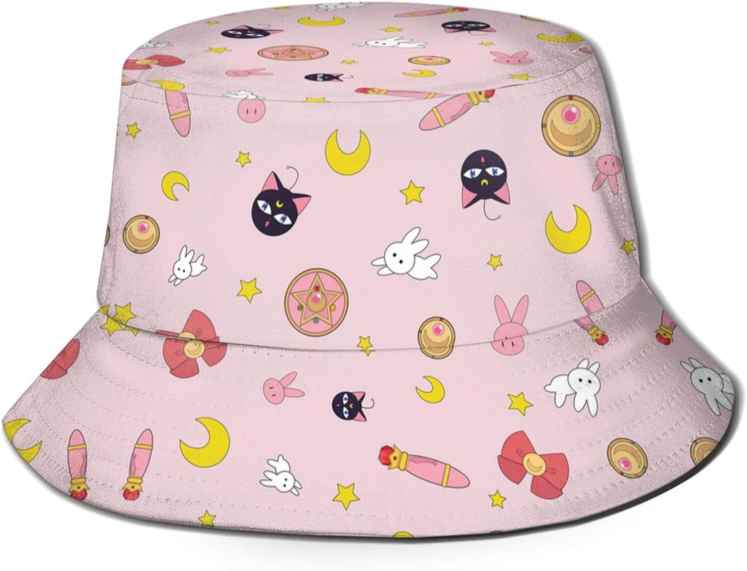 Okrwaxm Sailor Moon Anime Bucket Hat Pink Aesthetic Bucket Hats for