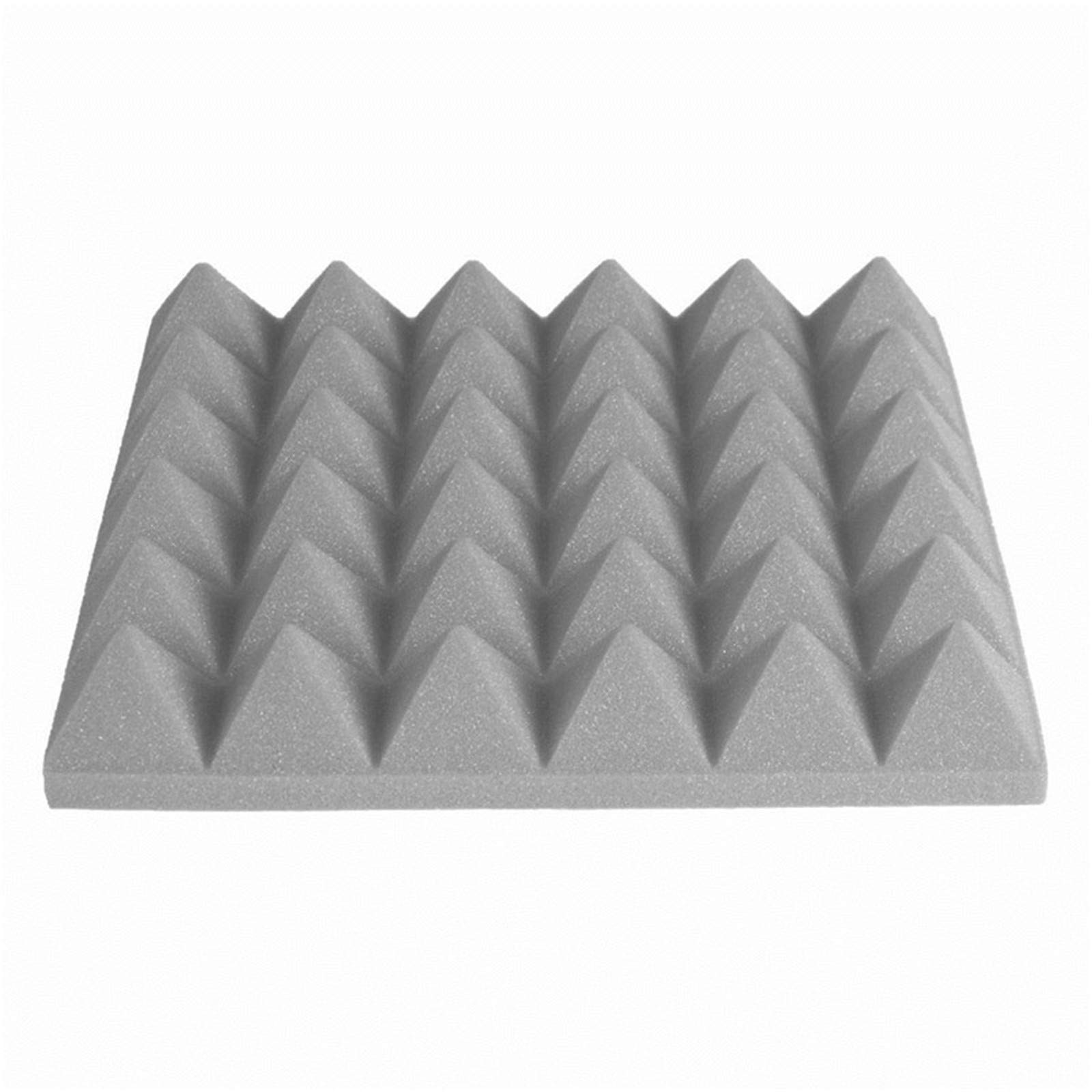 12pcs Acoustic Panels Sponge Sound Foam Pyramid Absorbing Sound proofing Foam 25 * 25 * 5CM (Grey)