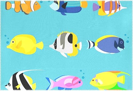 Amazon ランチョンマット さかな柄 かわいい 海洋 1枚セット 義務用 断熱 撥水 防汚 速乾 水洗いok 耐久性 シワに対する 家庭用 シンプル 便利 お手入れ 便利 ランチョンマット オンライン通販