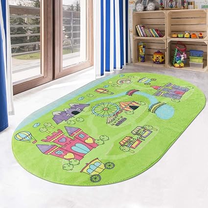 Livebox Play Mat Faux Wool Cartoon Amusement Park Area Rugs 3 X 5 Non Slip Childrens Carpet Colorful Educational Fun Throw Rug For Living Room