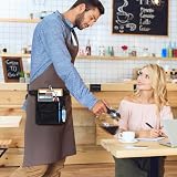 FAURAPMNG Server Apron Bag Waist Money Pouch Holder Black Adjustable Belt 10x8in view 3