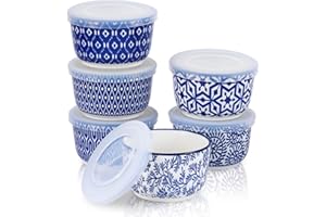 Selamica Ramekins with Lids, 8 oz Oven Safe Creme Brulee Ramekins with Covers, Souffle Dishes Pudding Custard Cups, Stackable