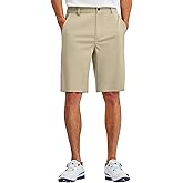PULI Men's 10" Golf Shorts Dress Casual Summer Flat Front Lightweight Travel Short with Pockets