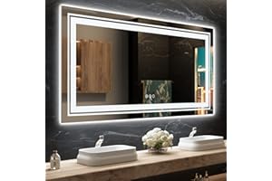 Snowdool LED Bathroom Mirror, 72"X36" with Front and Backlit, Anti-Fog, Large Bathroom Vanity Mirror for Wall, Memory Function, Stepless Dimmable, Tempered Glass (Horizontal/Vertical)