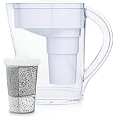 Santevia MINA Alkaline Water Filter Pitcher | 9-Cup at Water Filter System That Adds Minerals and Makes Alkaline Water | Fluoride, Chlorine and Lead Water Filter | American Filtration Media
