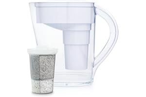 Santevia MINA Alkaline Water Filter Pitcher | 9-Cup at Water Filter System That Adds Minerals and Makes Alkaline Water | Fluoride, Chlorine and Lead Water Filter | American Filtration Media