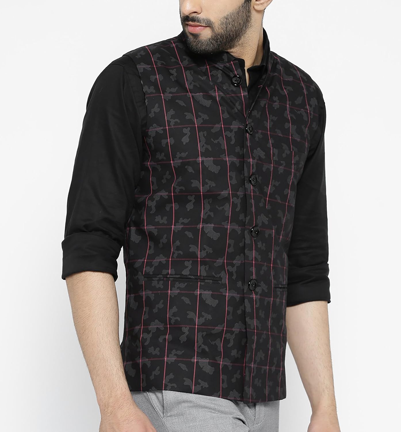 shaftesbury london men's cotton nehru jacket