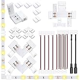 LightingWill 2 Pin LED Strip Light Connector Kit, 10mm Solderless Adapter Connectors, Accessories Set for 10mm Wide 5050 5630 Single Color Flex LED Strips, 24 Pack