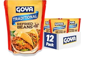 Goya Foods Traditional Refried Pinto Beans Pouch, 15 Ounce (Pack of 12)