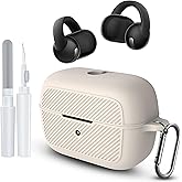 FIOPAZ for Soundcore C50i Case, Scratch Shock Resistant Silicone Protective Cover Compatible with Soundcore C50i by Anker Open-Ear Earbuds Charging Case with Carabiner & Cleaner Kit (Off White)