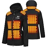 warmsmart Heated jackets with Battery Pack, Heated Coats with Detachable Hood Windproof Waterproof Winter