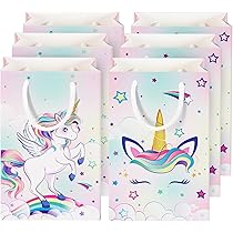 12 Sacs Cadeaux Licorne Pour Anniversaire - Sacs En Papier Avec Poignées | Sacs à Bonbons Et Goodies Pour Fête D'enfants