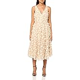 Eliza J Womens Sleeveless V-Neck Embellished A-line Midi Dress
