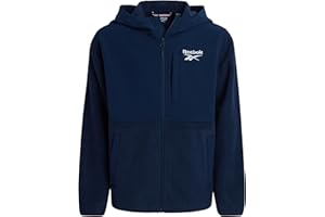 Reebok Boys Fleece Jacket - Weather Resistant Polar Fleece Lined Full Zip Boys Winter Coat - Cozy Hooded Kids Winter Jacket