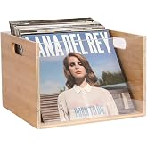 X-cosrack Vinyl Record Storage Crate, Visible Vinyl Record Holder | Acrylic &amp; Bamboo Record Crates with Handle for LP Album Magazine Storage, Cube Box Organizer, Easy Assembly