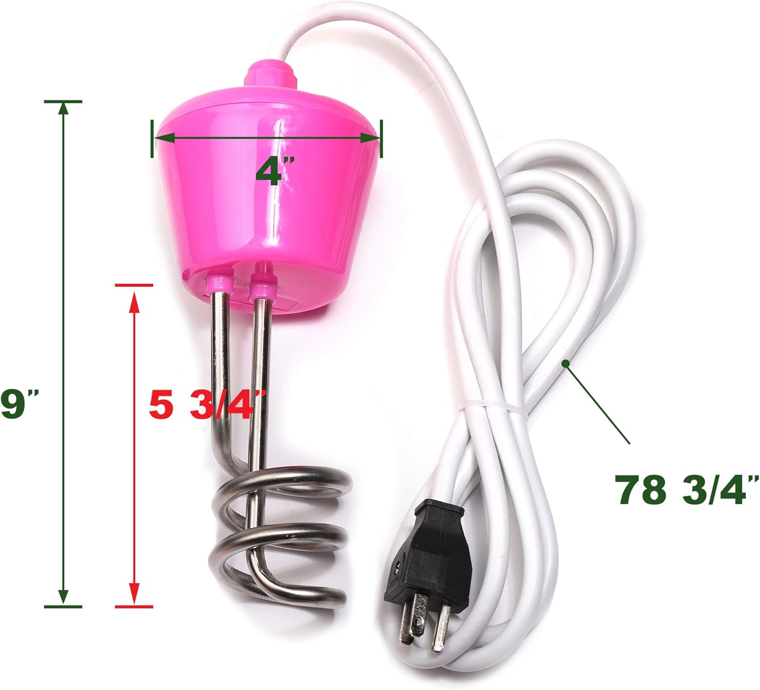 CalPalmy Pink Immersion Water Heater | Floating Stainless Steel Electric Heater Boiler Heats 5 Gallons of Water in Minutes | Great for Small Bath Tub/Inflatable Swimming Pool - U.S Version : Garden & Outdoor