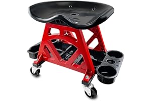 ROBLOCK Durable Mechanic Stool Chair With Wheels, Heavy Duty Garage Shop Rolling Seat, Car Detailing Creeper With Tool Tray for Workshop, Auto Repair Shop and Home