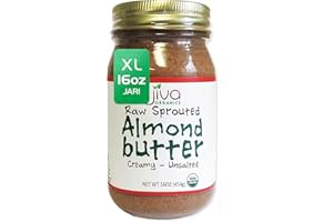 Jiva Organics RAW SPROUTED Organic Almond Butter 16-Ounce Large Jar