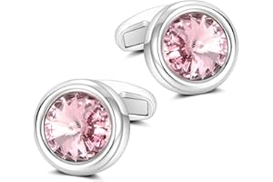 MERIT OCEAN Mens Cufflinks Elegant Style Cuff Link Super Shiny Swarovski Navy Blue Crystal Circular Cufflinks with Gift Box