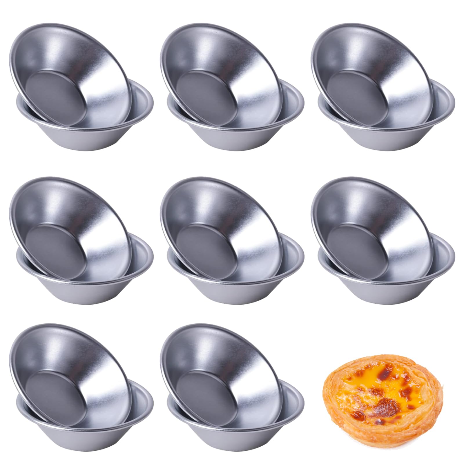 16 Pieces of Aluminum Egg Tart molds Yorkshire Pudding tin Muffin tin ramekins for air Fryer Pudding Moulds Cupcake Cups Non-Stick Mini Baking Pudding Tins Set for Egg Tart Baking Tray Cupcake Cup