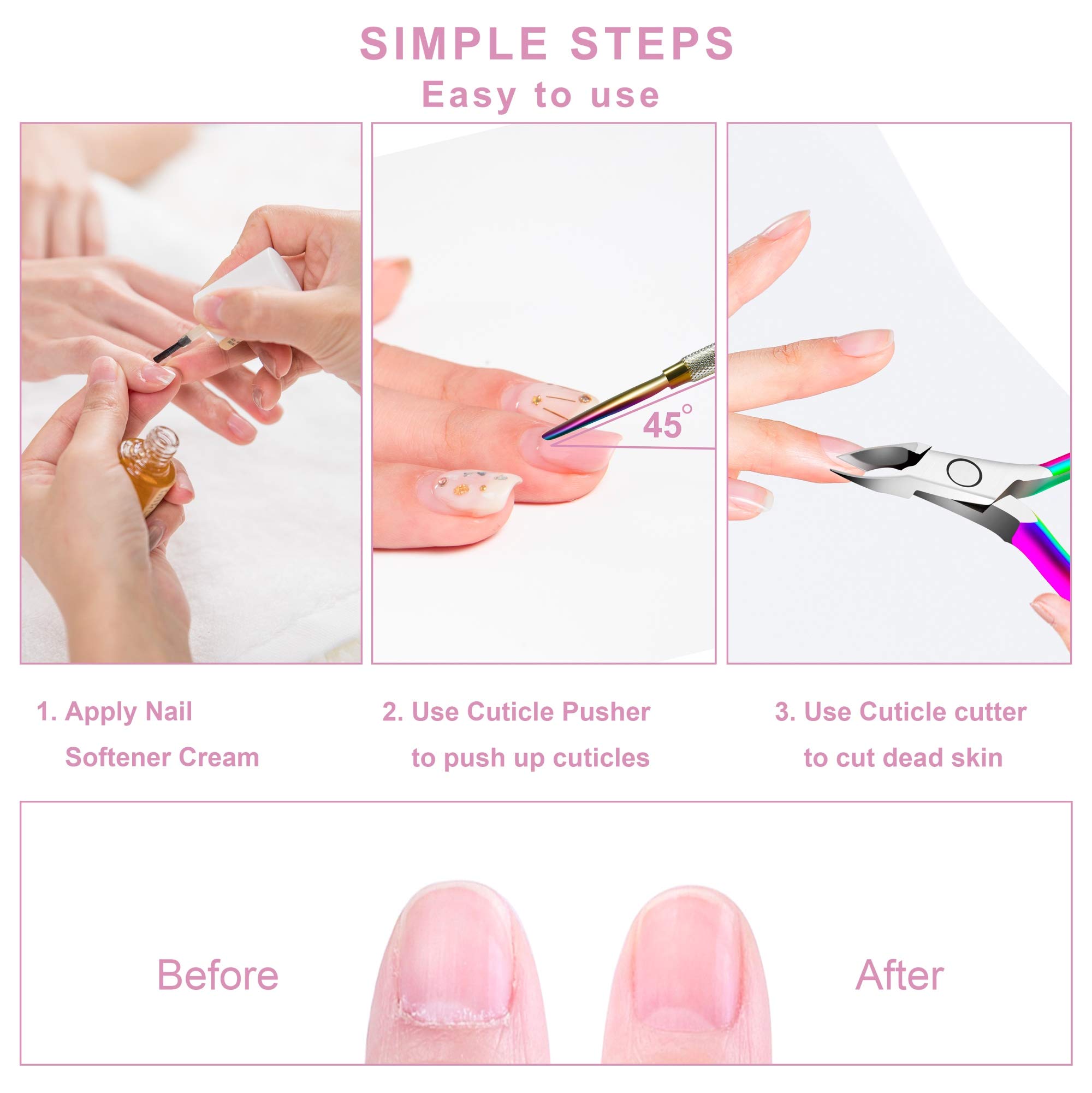 KENED Nail Care Kit - 3 in 1 Manicure Set - Cuticle Nipper, Cuticle Cutter and Cuticle Scrapper - Perfect Nail Care At Home - Stylish and Efficient Nail Tools