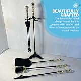Thorness 5-Piece Fireside Companion Set Black Brass Handle 61cm Wood Burner view 5