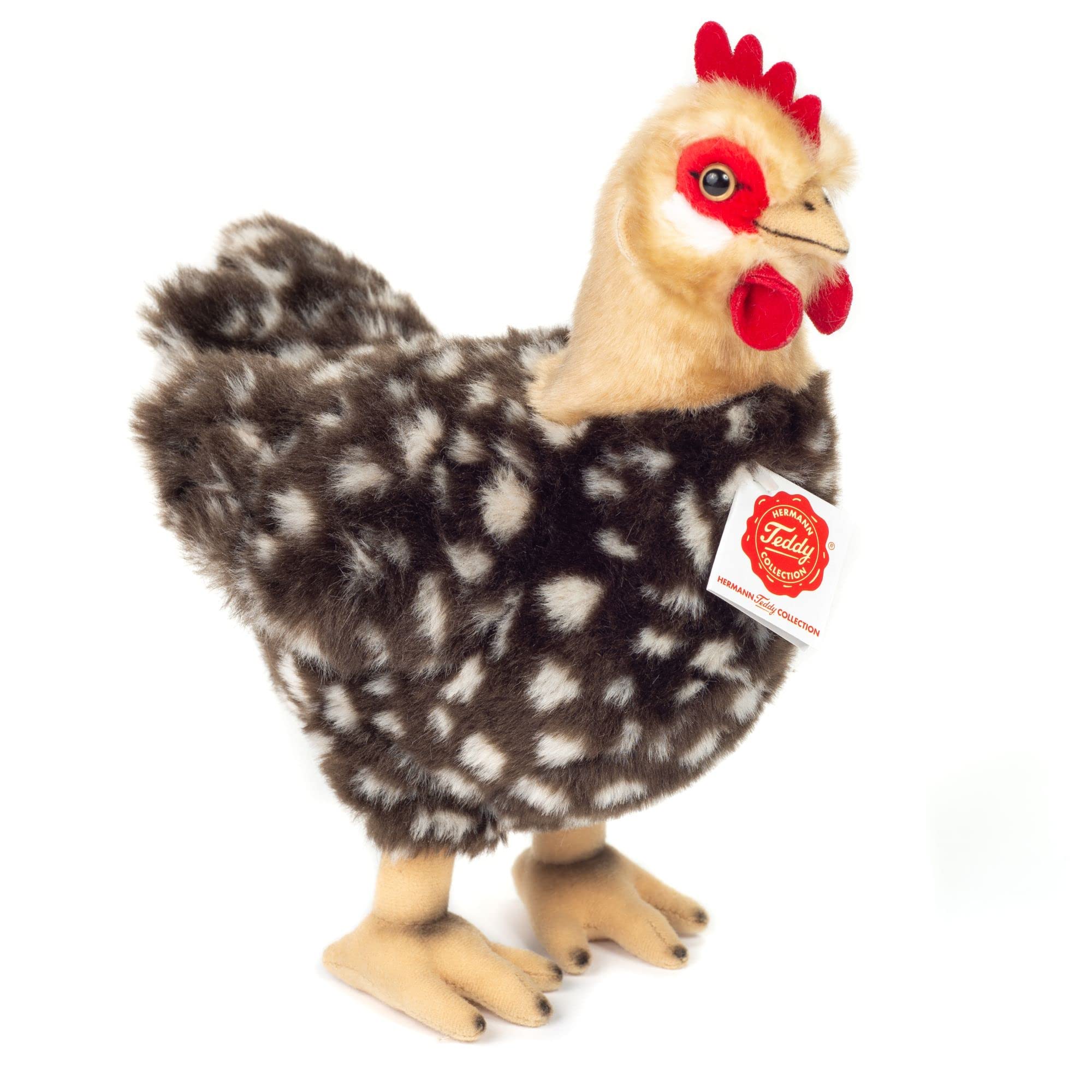 Teddy Hermann 94168 Hen standing 24 cm, cuddly toy with 75% recycled filling material
