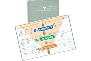 Planner Pad Spiral Bound 3-Tier Funnel Down 12 Month Organizer, October 2025 – September 2026, Greenish Grey Cover/Soft Green Ink, 8 1/2" x 11"