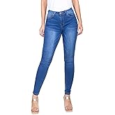 2LUV Women's Solid Stretchy 5 Pocket Skinny Jeans Back to School Junior Clothing Apparel Dark Denim 13