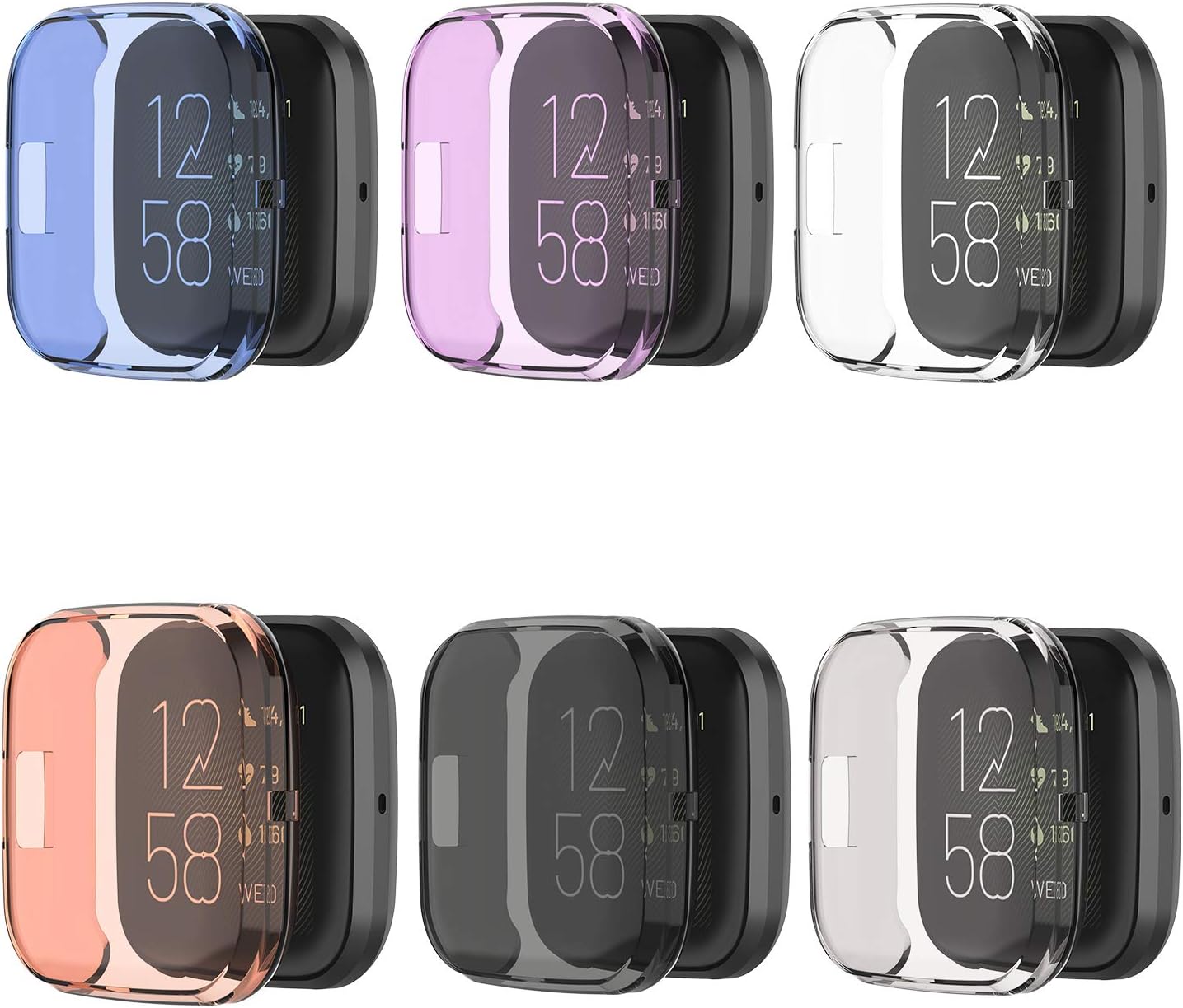 Fymint Screen Protector Compatible with Fitbit Versa 2, 6 Pcs Protective Case AllAround Full