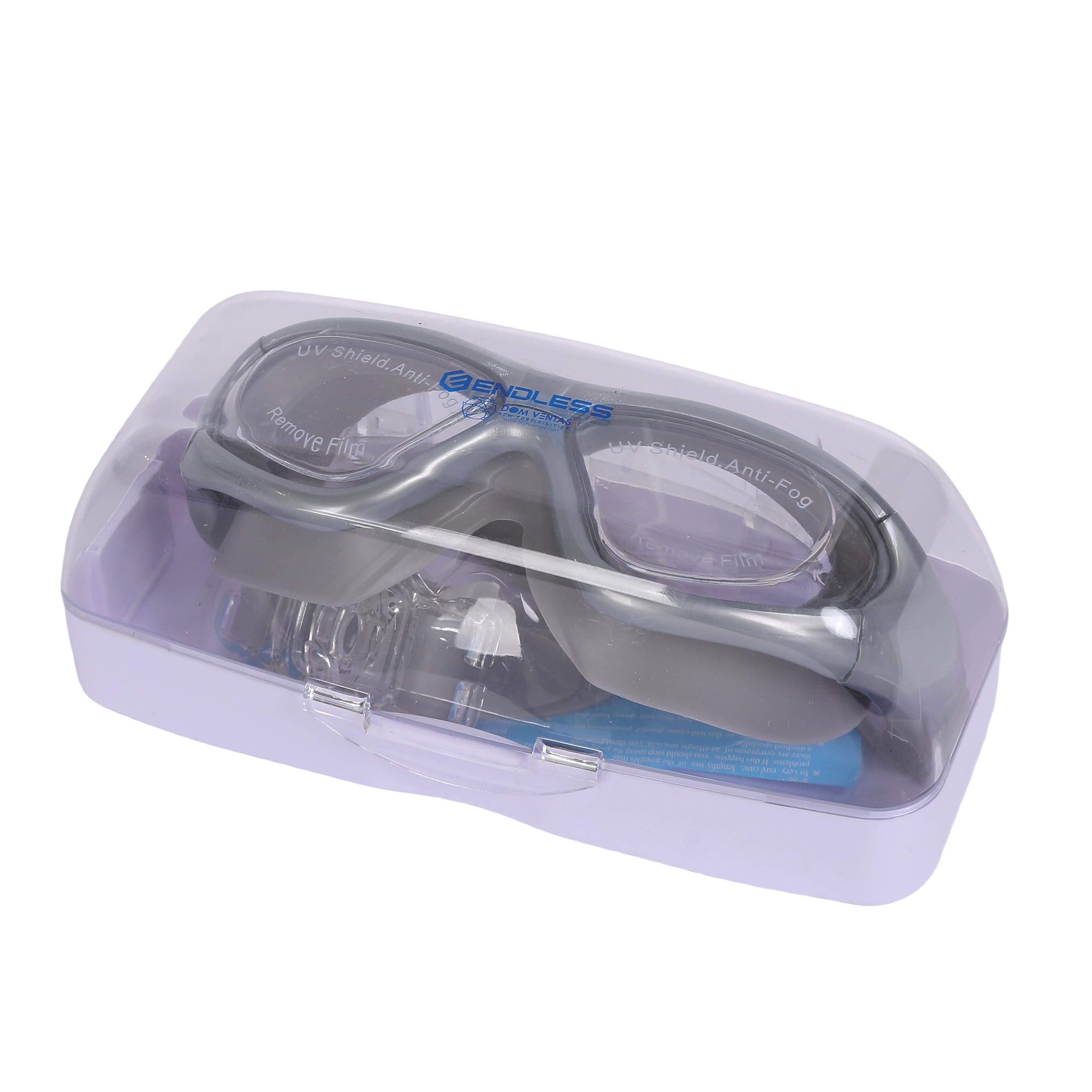 Endless EL1007 Premium Swimming Goggle with Anti-Fog and UV Protection | Silver | Material : Silicon, PU | Stylish 180 Degree Wide View Glasses | Soft Silicone Gasket for Leak Proof | With Hard Case