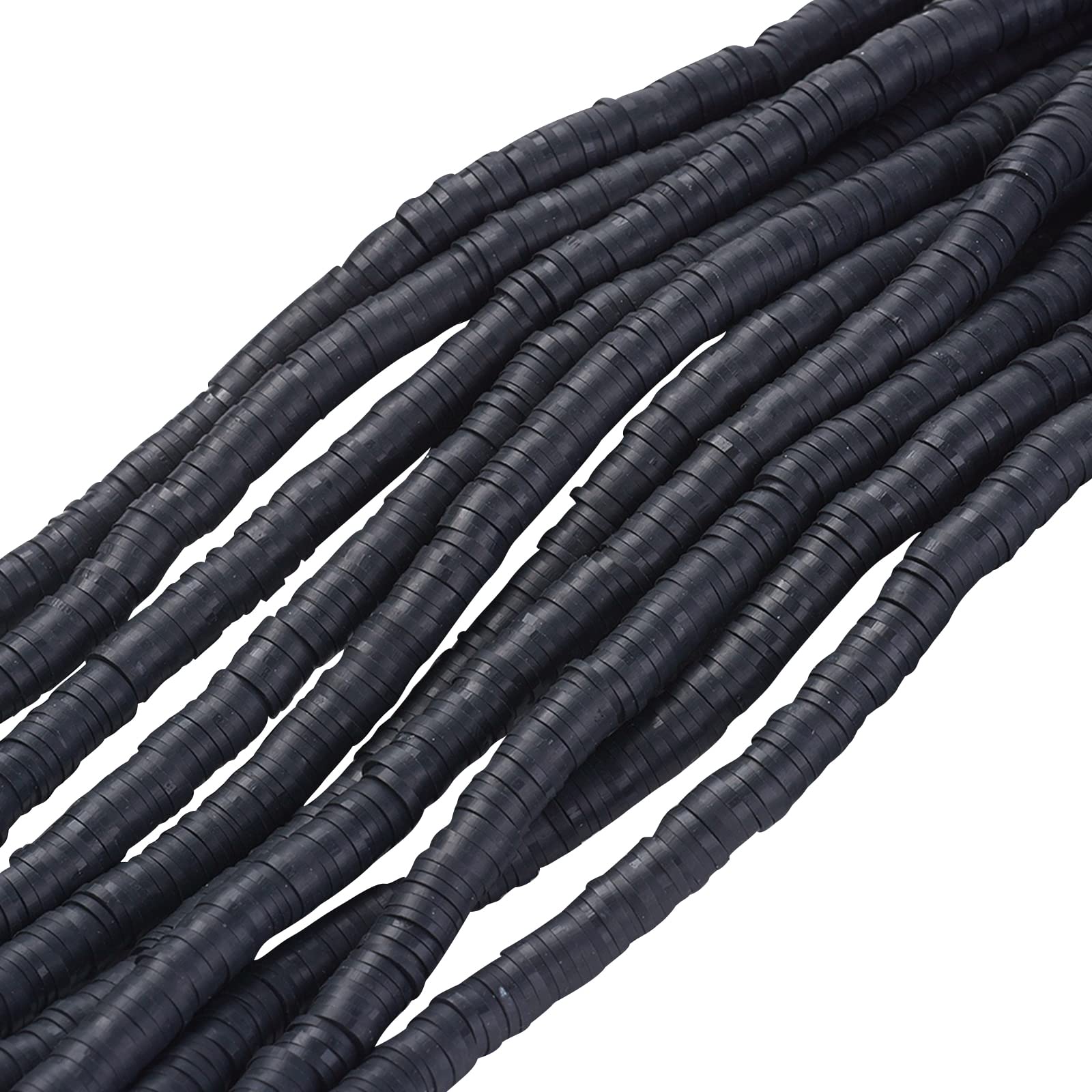 SUNNYCLUE 1 Box Polymer Clay Spacer Beads 6mm Black Polymer Clay Beads Handmade Flat Round Disc Slice Heishi Loose Bead Strand for DIY Jewelry Bracelet Necklace Earring Craft Making