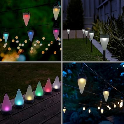Quace 7 Colors Changing and 3 Lighting Modes Solar Outdoor Decoration Lights Hang and Stick, Single Unit