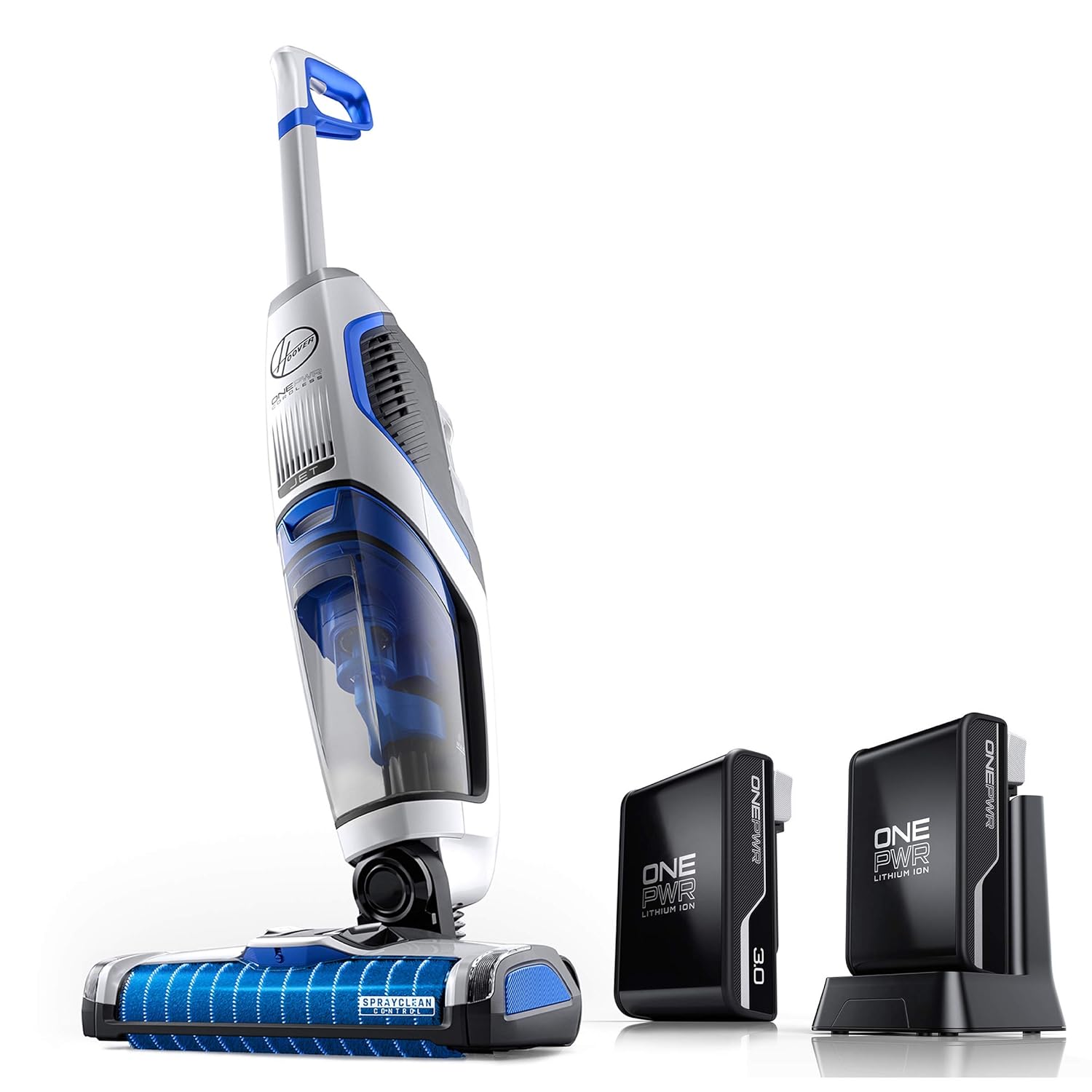 Hoover ONEPWR Cordless FloorMate Jet Hard Floor and Rug Cleaner with Additional 3Ah Battery, BH55210E, White (Renewed)
