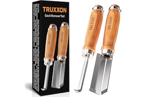 TRUXXON 2 PCS Professional Caulk Remover Tool – Heat-Treated Caulking Tool with 90° Sharp Blade & Solid Wood Handle, Saves Time for Home Improvement, Durable Grout & Silicone Remover Tool