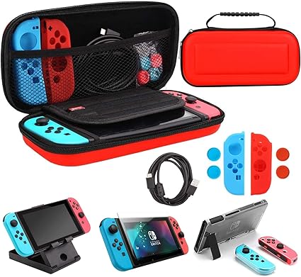 Amazon Co Jp Nintendo Switch ケース ニンテンドースイッチ カバー 10点セット 耐衝撃nintendo Switch 収納ケース Pcカバー Switchスタンド Jon Conカバー 保護ガラスフィルム 充電ケーブル 親指キャップ ゲームカード10枚収納可能 携帯便利 任天堂スイッチ