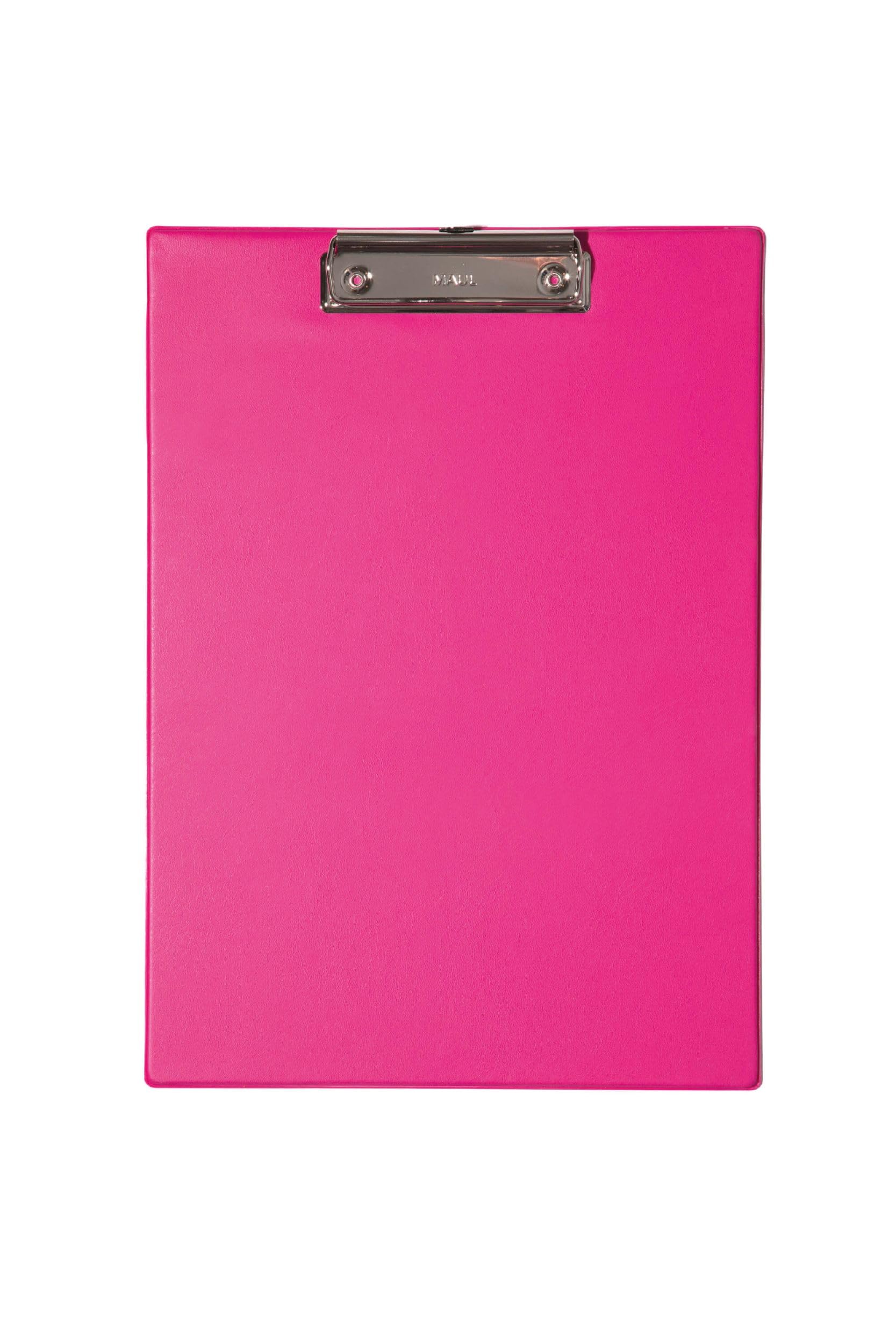 MAUL A4 clipboard | Cardboard Clipboard with Foil | Writing Board with Paper Clip | Modern Clip for Storage of Paper | for Office, Kitchen and Workshop | Pink