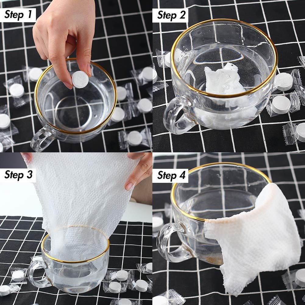 BigOtters 35 PCS Compressed Towel, 7.8 X 8.7 inches Hand Towels Tablet Towel Cotton Coin Tissue for Travel Camping Home Bathroom Beauty Salon Outdoor Sports Businesstrip: Home & Kitchen