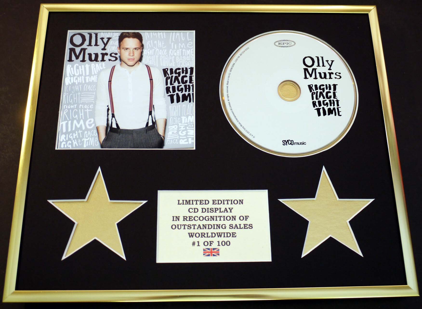 OLLY MURS/CD DISPLAY/LIMITED EDITION/COA/RIGHT PLACE RIGHT TIME